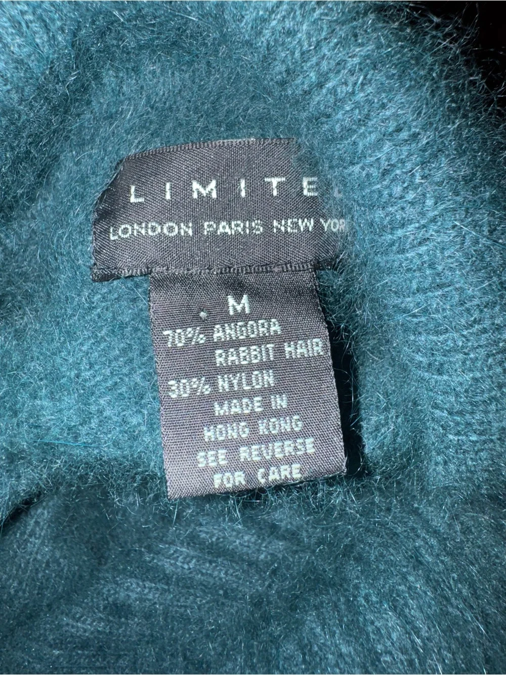 Vintage The Limited Angora Fuzzy Polo Sweater Green Size M 90s
